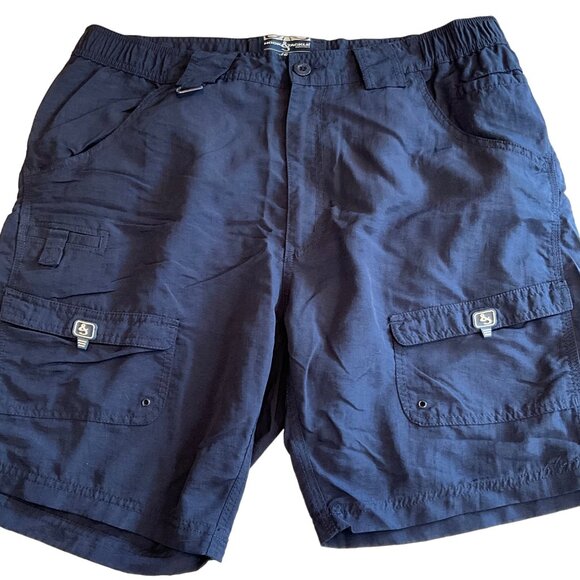 Hook and Tackle Men's 38 Navy Blue Barrier Reef Stretch Cargo‎ Fishing Shorts - Picture 2 of 5